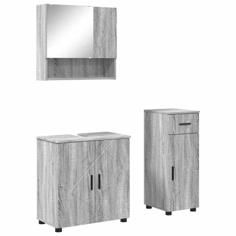 vidaXL Σετ Επίπλων Μπάνιου 3 τμχ. Γκρίζο Σονομα 61 x 35 x 64 εκ.