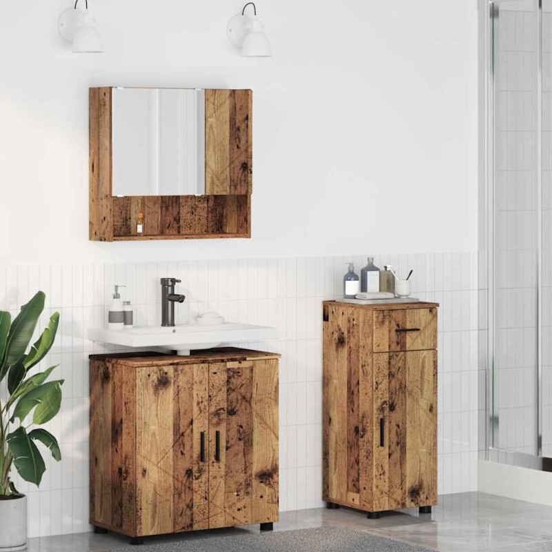 vidaXL Σετ Επίπλων Μπάνιου 3 τμχ. Παλιό Ξύλο 61 x 35 x 64 εκ.