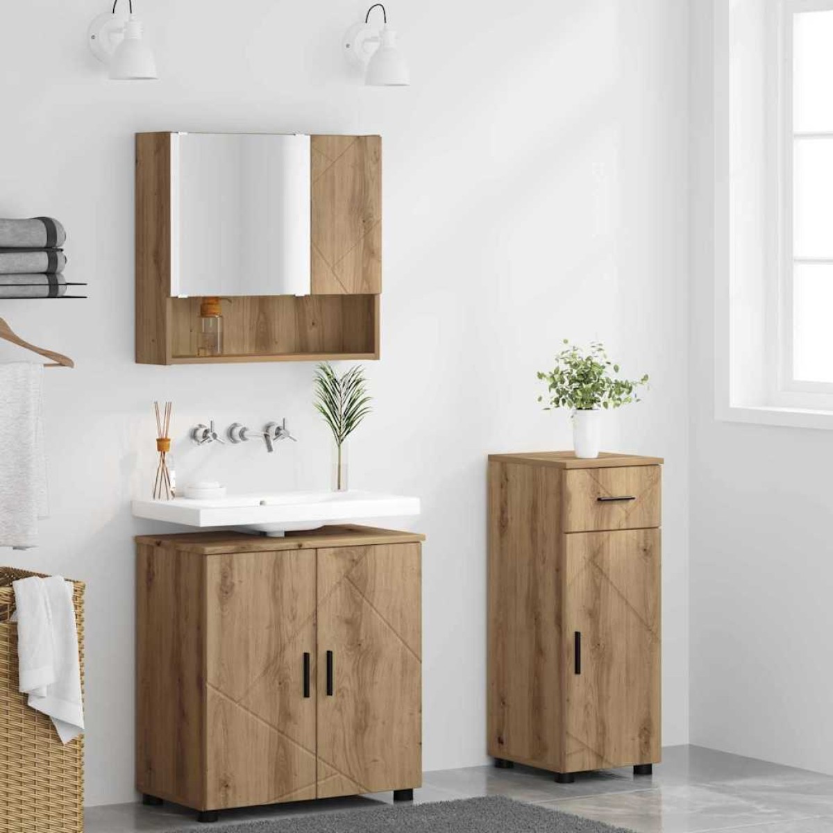 vidaXL Σετ Επίπλων Μπάνιου 3 τμχ. Artisan Oak 61 x 35 x 64 εκ.