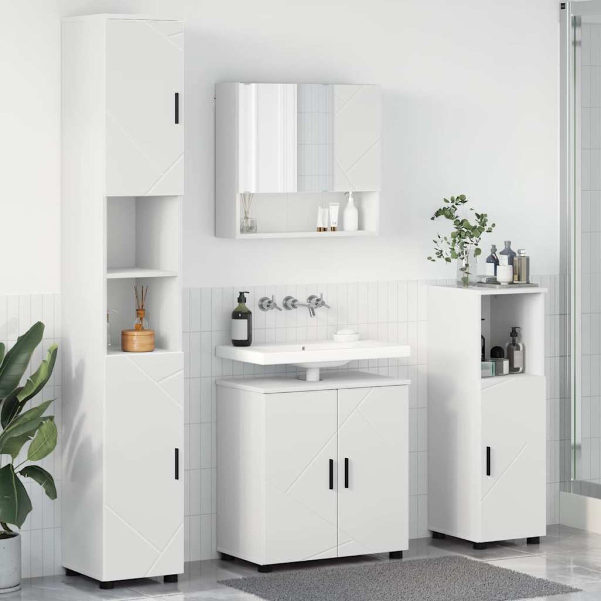 vidaXL Σετ Επίπλων Μπάνιου 4 τμχ. Λευκό 61 x 35 x 64 εκ.