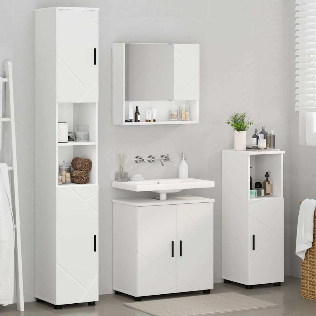 vidaXL Σετ Επίπλων Μπάνιου 4 τμχ. Λευκό 61 x 35 x 64 εκ.