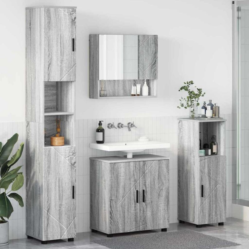 vidaXL Σετ Επίπλων Μπάνιου 4 τμχ. Γκρίζο Σονομα 61 x 35 x 64 εκ.