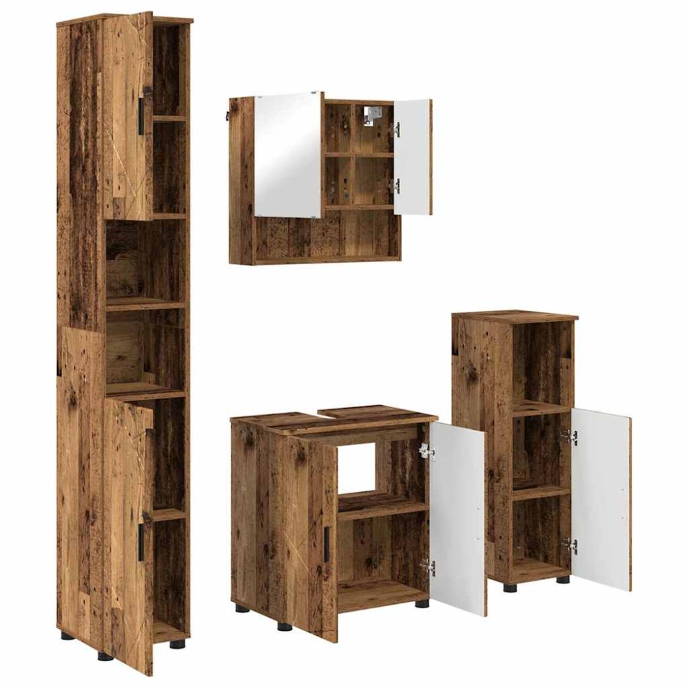vidaXL Σετ Επίπλων Μπάνιου 4 τμχ. Παλιό Ξύλο 61 x 35 x 64 εκ.