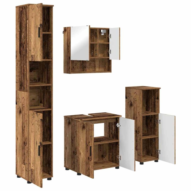 vidaXL Σετ Επίπλων Μπάνιου 4 τμχ. Παλιό Ξύλο 61 x 35 x 64 εκ.