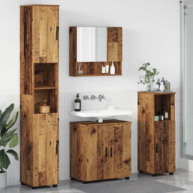 vidaXL Σετ Επίπλων Μπάνιου 4 τμχ. Παλιό Ξύλο 61 x 35 x 64 εκ.