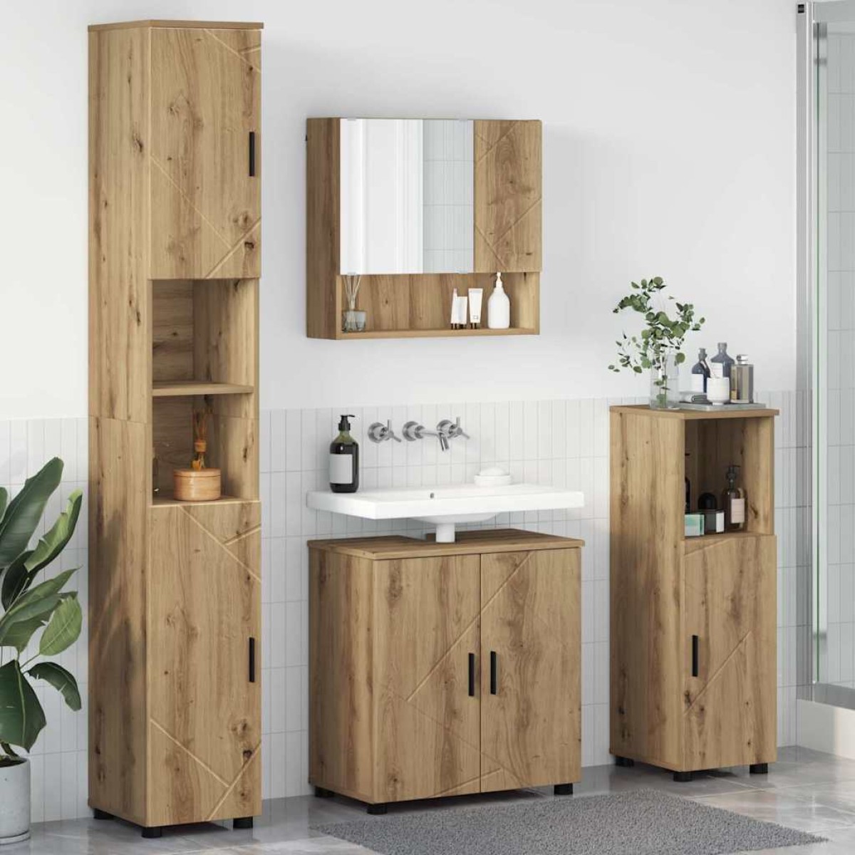 vidaXL Σετ Επίπλων Μπάνιου 4 τμχ. Artisan Oak 61 x 35 x 64 εκ.