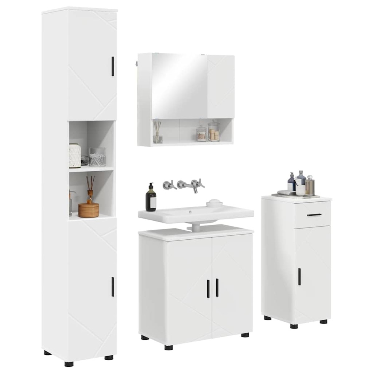vidaXL Σετ Επίπλων Μπάνιου 4 τεμ. Λευκό 61 x 35 x 64 εκ.