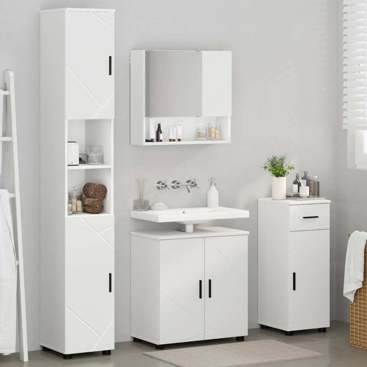 vidaXL Σετ Επίπλων Μπάνιου 4 τεμ. Λευκό 61 x 35 x 64 εκ.