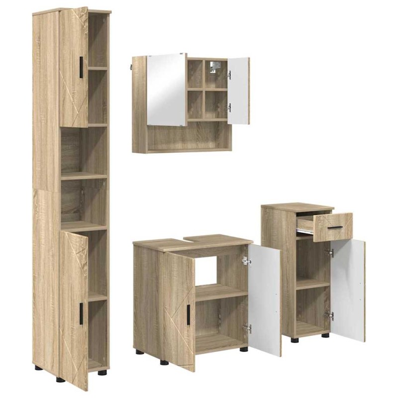 vidaXL Σετ Επίπλων Μπάνιου 4 τμχ. Δρύς Sonoma 61 x 35 x 64 εκ.