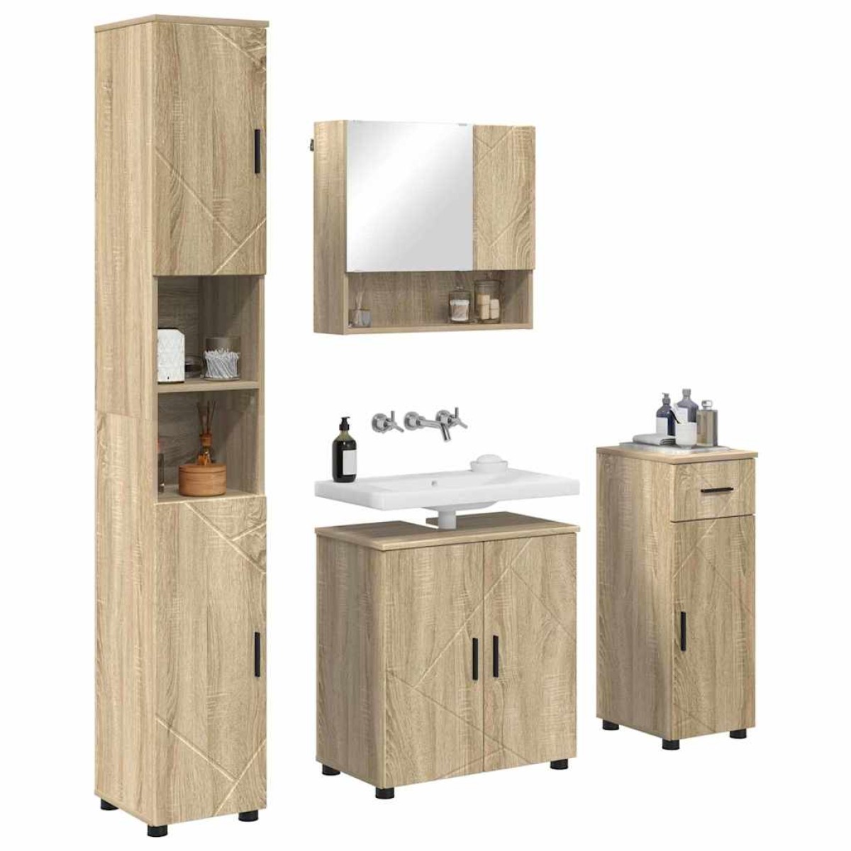 vidaXL Σετ Επίπλων Μπάνιου 4 τμχ. Δρύς Sonoma 61 x 35 x 64 εκ.