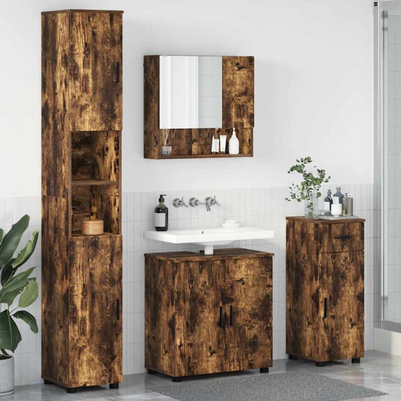 vidaXL Σετ Επίπλων Μπάνιου 4 τμχ. Καπνιστό Δρύς 61 x 35 x 64 εκ.