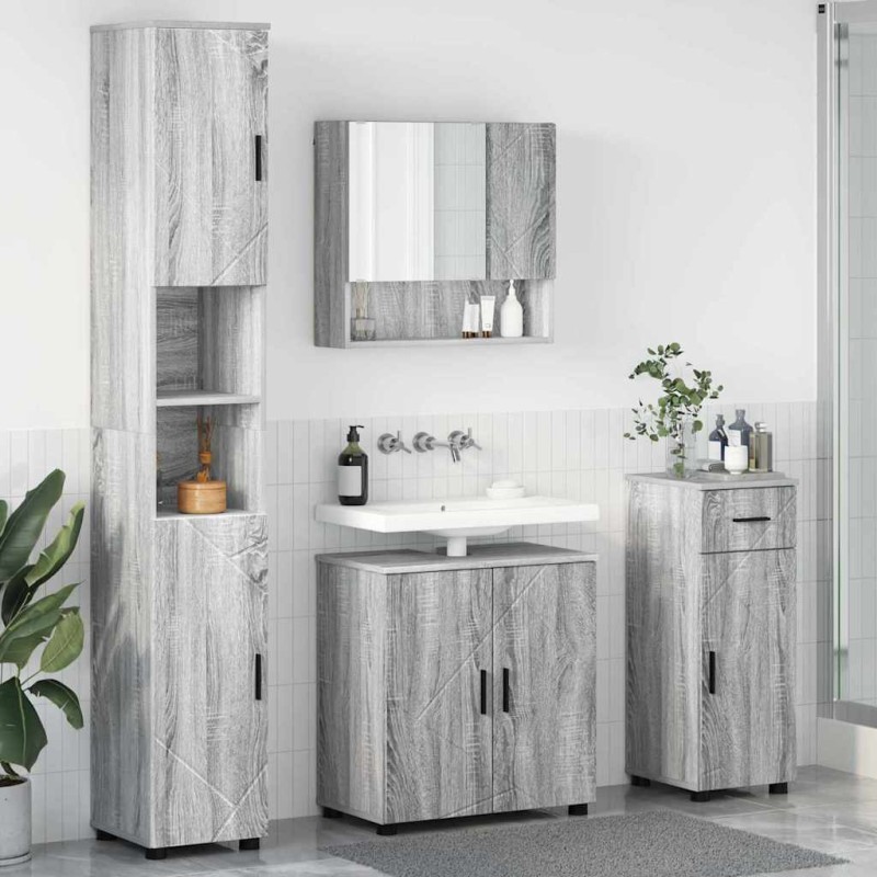 vidaXL Σετ Επίπλων Μπάνιου 4 τμχ. Γκρίζο Σονομα 61 x 35 x 64 εκ.