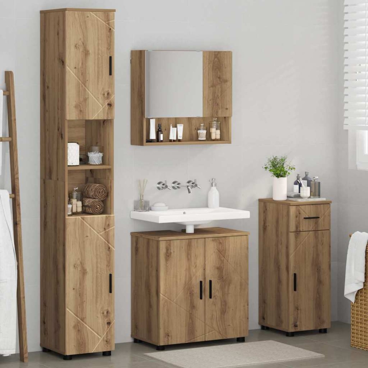 vidaXL Σετ Επίπλων Μπάνιου 4 τμχ. Artisan Oak 61 x 35 x 64 εκ.