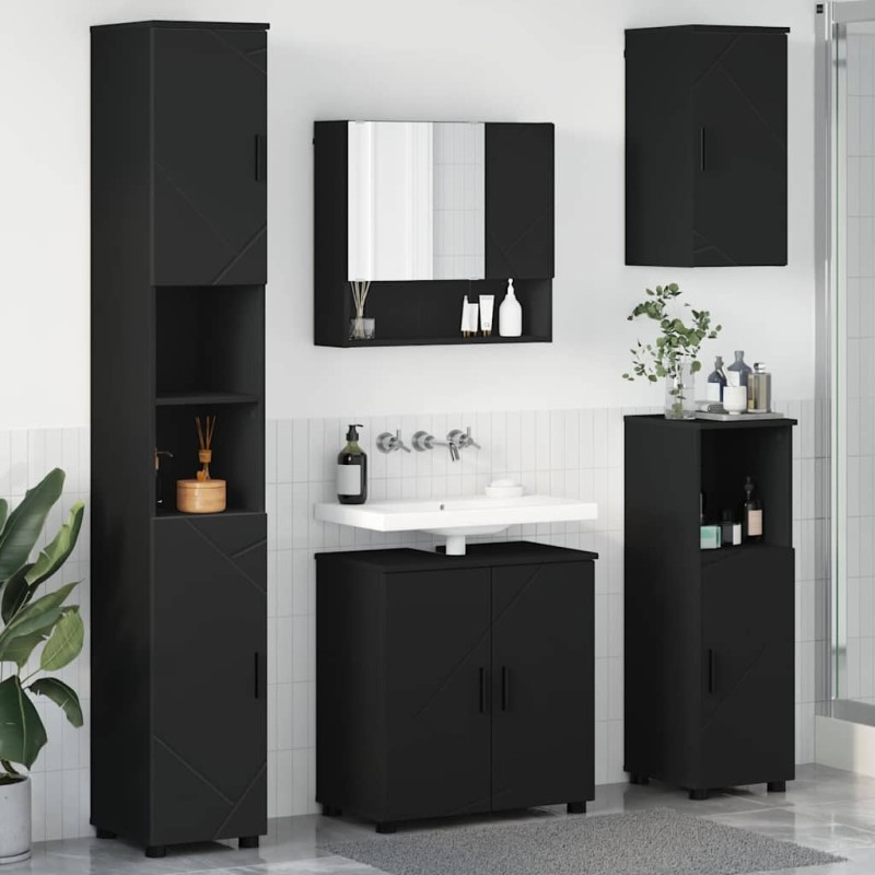 vidaXL Σετ Επίπλων Μπάνιου 5 τμχ. Μαύρο 61 x 35 x 64 εκ.