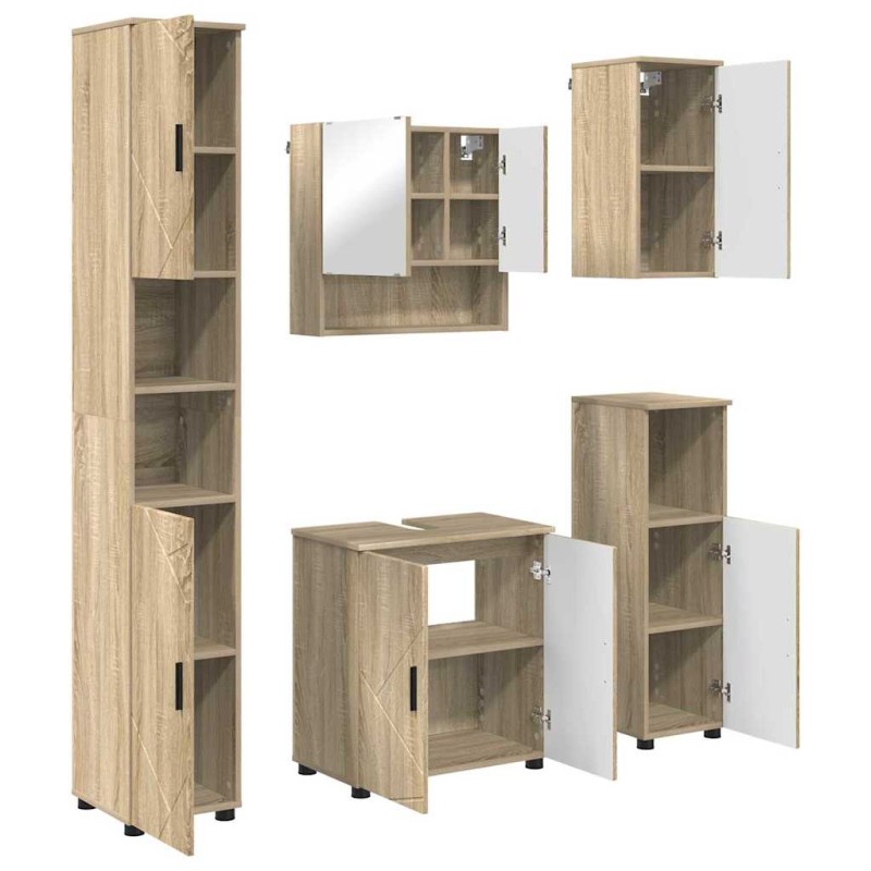 vidaXL Σετ Επίπλων Μπάνιου 5 τμχ. Δρύς Sonoma 61 x 35 x 64 εκ.