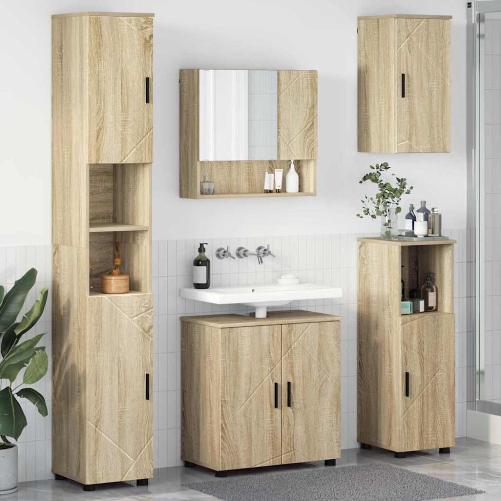 vidaXL Σετ Επίπλων Μπάνιου 5 τμχ. Δρύς Sonoma 61 x 35 x 64 εκ.