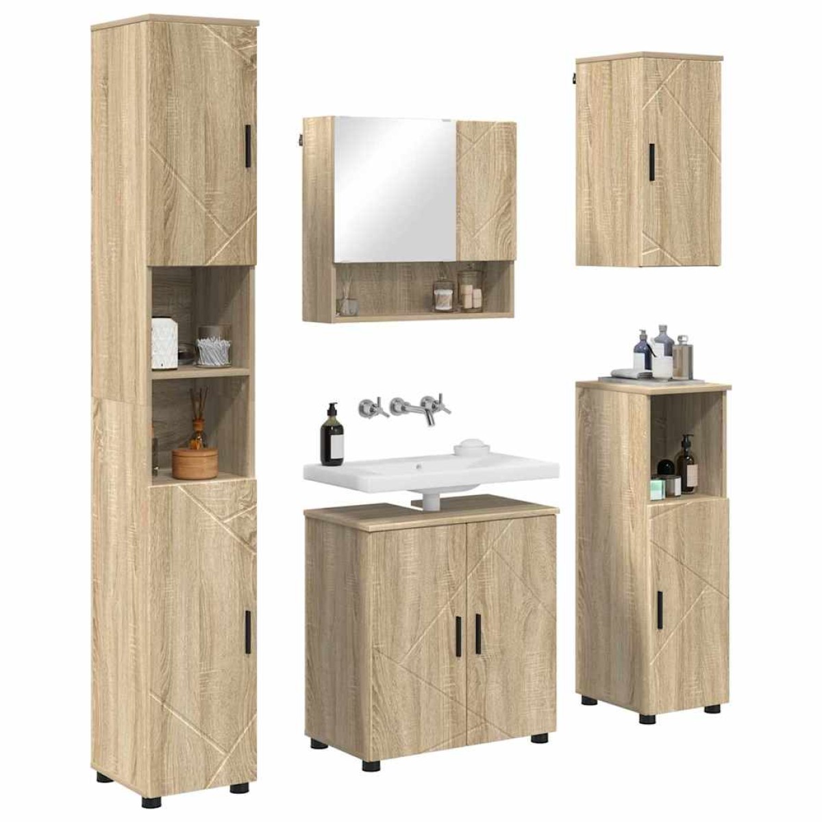 vidaXL Σετ Επίπλων Μπάνιου 5 τμχ. Δρύς Sonoma 61 x 35 x 64 εκ.