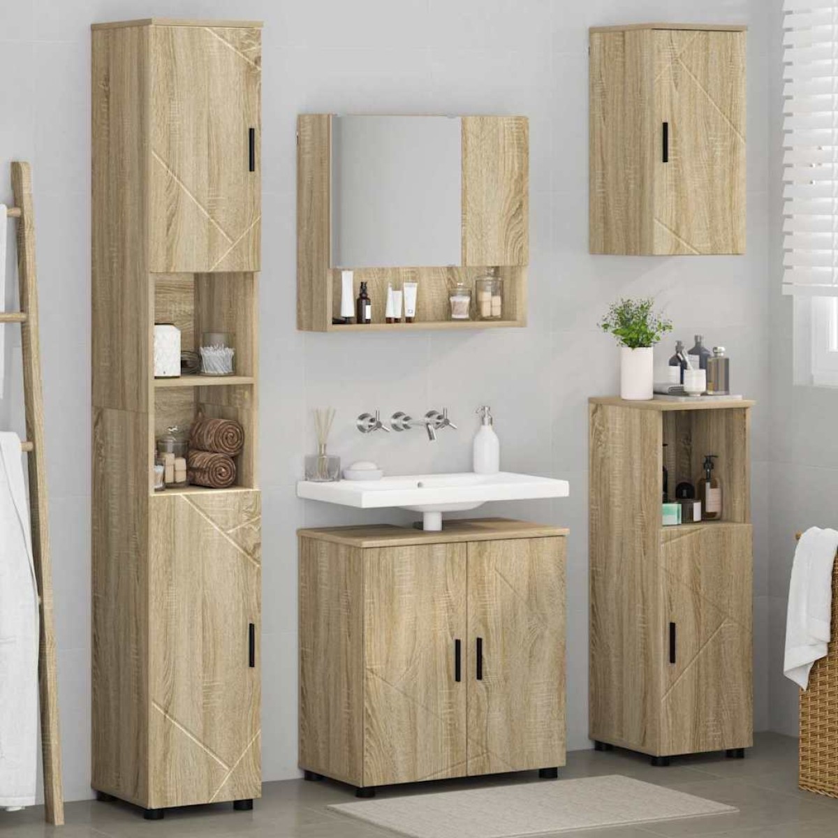 vidaXL Σετ Επίπλων Μπάνιου 5 τμχ. Δρύς Sonoma 61 x 35 x 64 εκ.