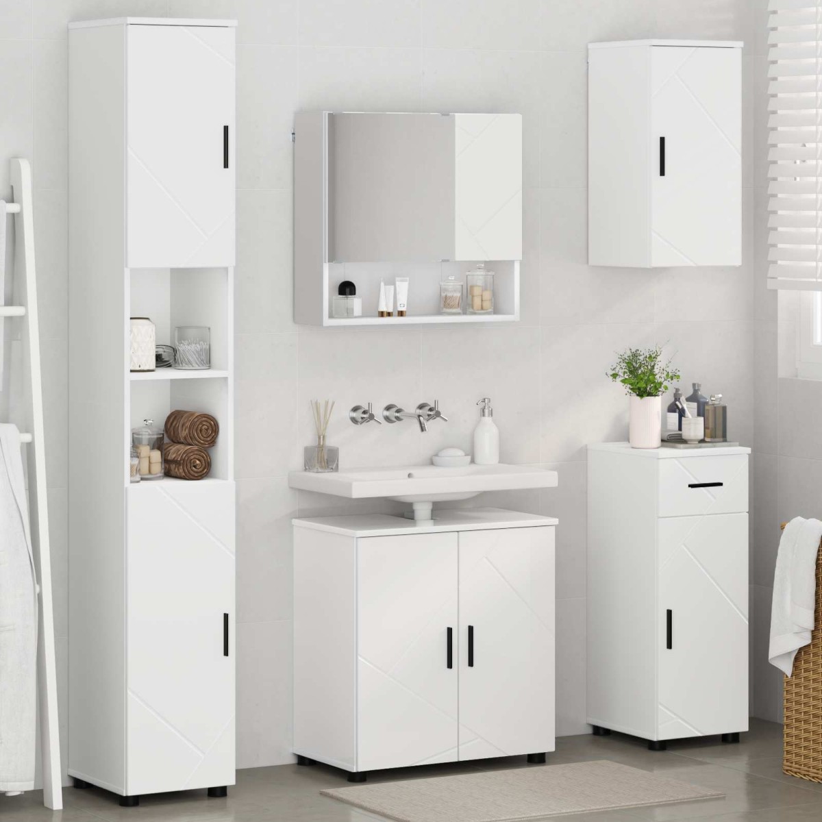 vidaXL Σετ Επίπλων Μπάνιου 5 τμχ. Λευκό 61 x 35 x 64 εκ.