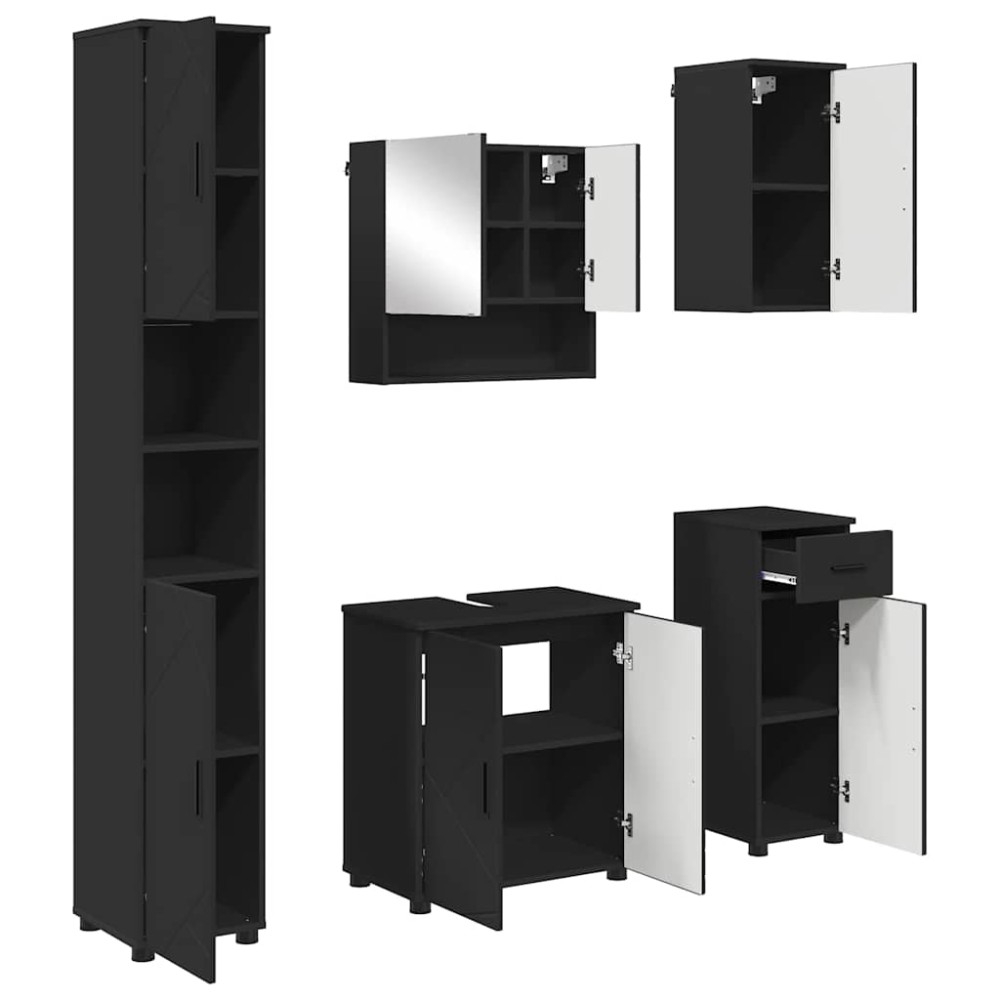 vidaXL Σετ Επίπλων Μπάνιου 5 τμχ. Μαύρο 61 x 35 x 64 εκ.
