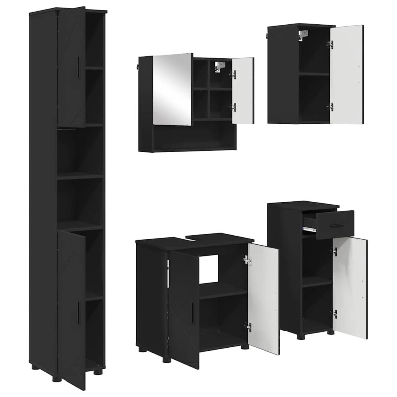 vidaXL Σετ Επίπλων Μπάνιου 5 τμχ. Μαύρο 61 x 35 x 64 εκ.