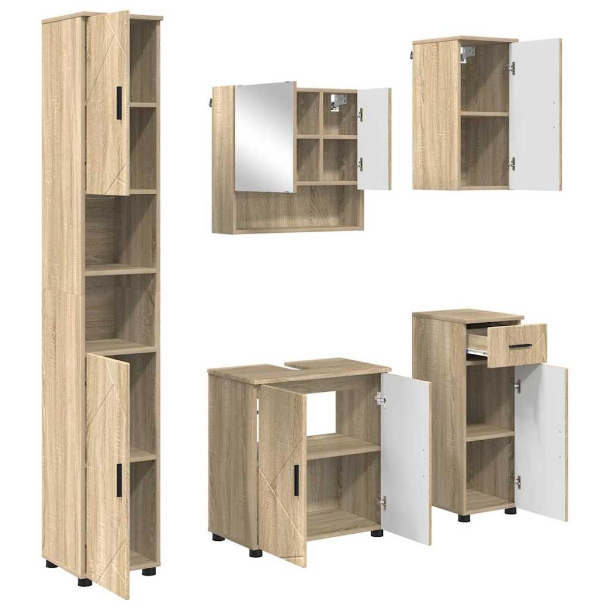 vidaXL Σετ Επίπλων Μπάνιου 5 τμχ. Δρύς Sonoma 61 x 35 x 64 εκ.