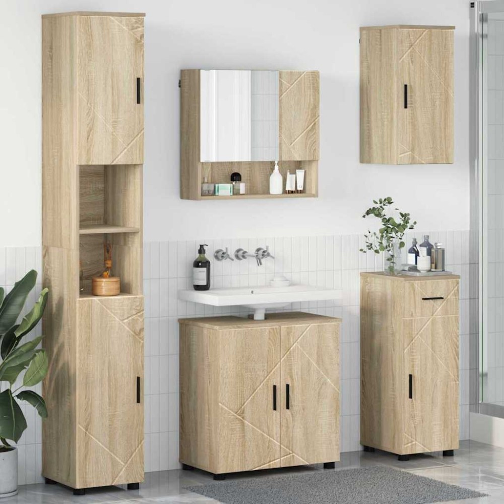 vidaXL Σετ Επίπλων Μπάνιου 5 τμχ. Δρύς Sonoma 61 x 35 x 64 εκ.