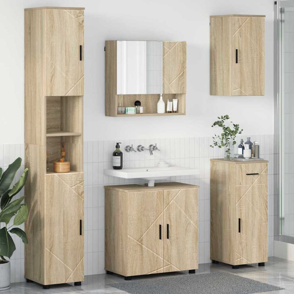 vidaXL Σετ Επίπλων Μπάνιου 5 τμχ. Δρύς Sonoma 61 x 35 x 64 εκ.