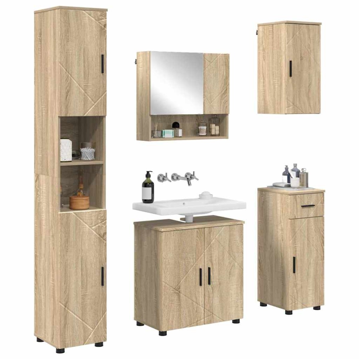 vidaXL Σετ Επίπλων Μπάνιου 5 τμχ. Δρύς Sonoma 61 x 35 x 64 εκ.