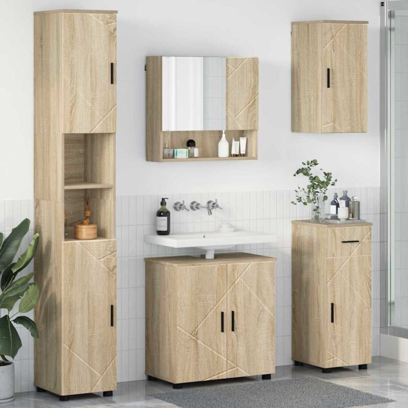 vidaXL Σετ Επίπλων Μπάνιου 5 τμχ. Δρύς Sonoma 61 x 35 x 64 εκ.