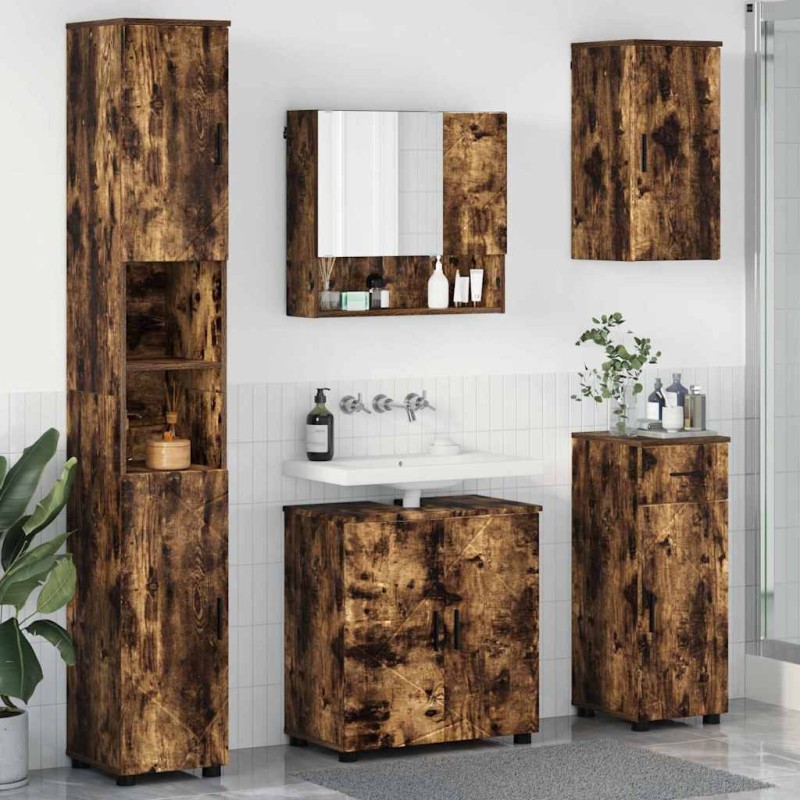 vidaXL Σετ Επίπλων Μπάνιου 5 τμχ. Καπνιστό Δρύς 61 x 35 x 64 εκ.