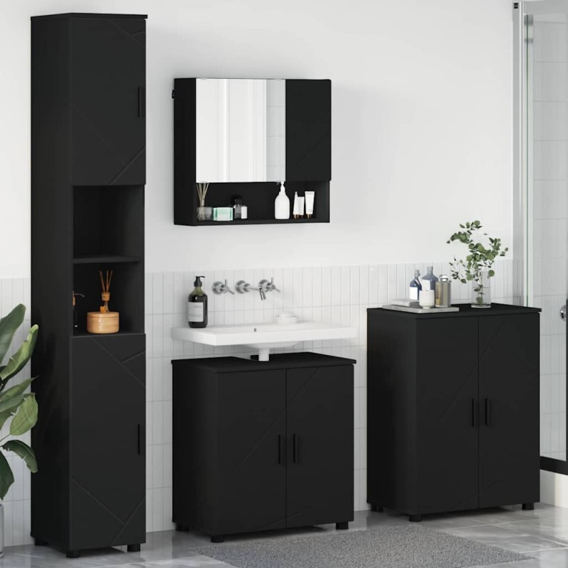 vidaXL Σετ Επίπλων Μπάνιου 4 τμχ. Μαύρο 61 x 35 x 64 εκ.