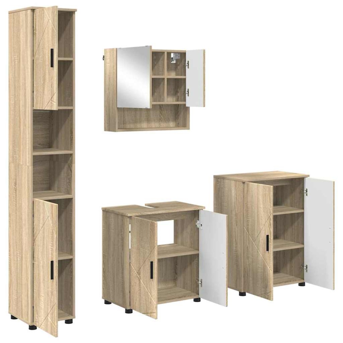 vidaXL Σετ Επίπλων Μπάνιου 4 τμχ. Δρύς Sonoma 61 x 35 x 64 εκ.