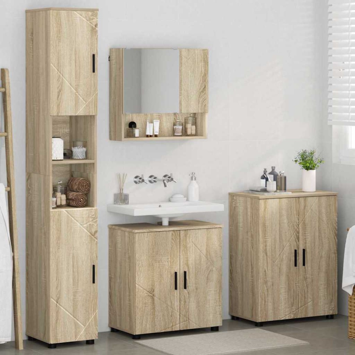 vidaXL Σετ Επίπλων Μπάνιου 4 τμχ. Δρύς Sonoma 61 x 35 x 64 εκ.