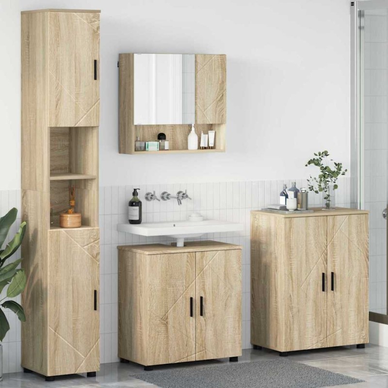 vidaXL Σετ Επίπλων Μπάνιου 4 τμχ. Δρύς Sonoma 61 x 35 x 64 εκ.