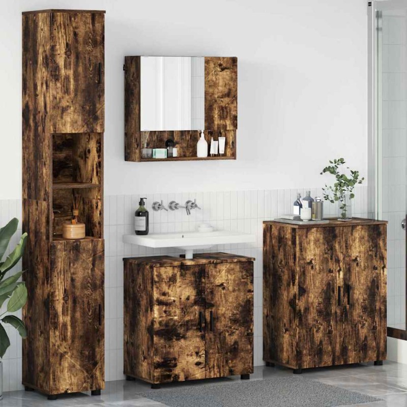 vidaXL Σετ Επίπλων Μπάνιου 4 τμχ. Καπνιστό Δρύς 61 x 35 x 64 εκ.