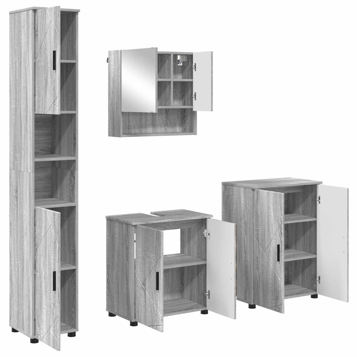 vidaXL Σετ Επίπλων Μπάνιου 4 τμχ. Γκρίζο Σονομα 61 x 35 x 64 εκ.