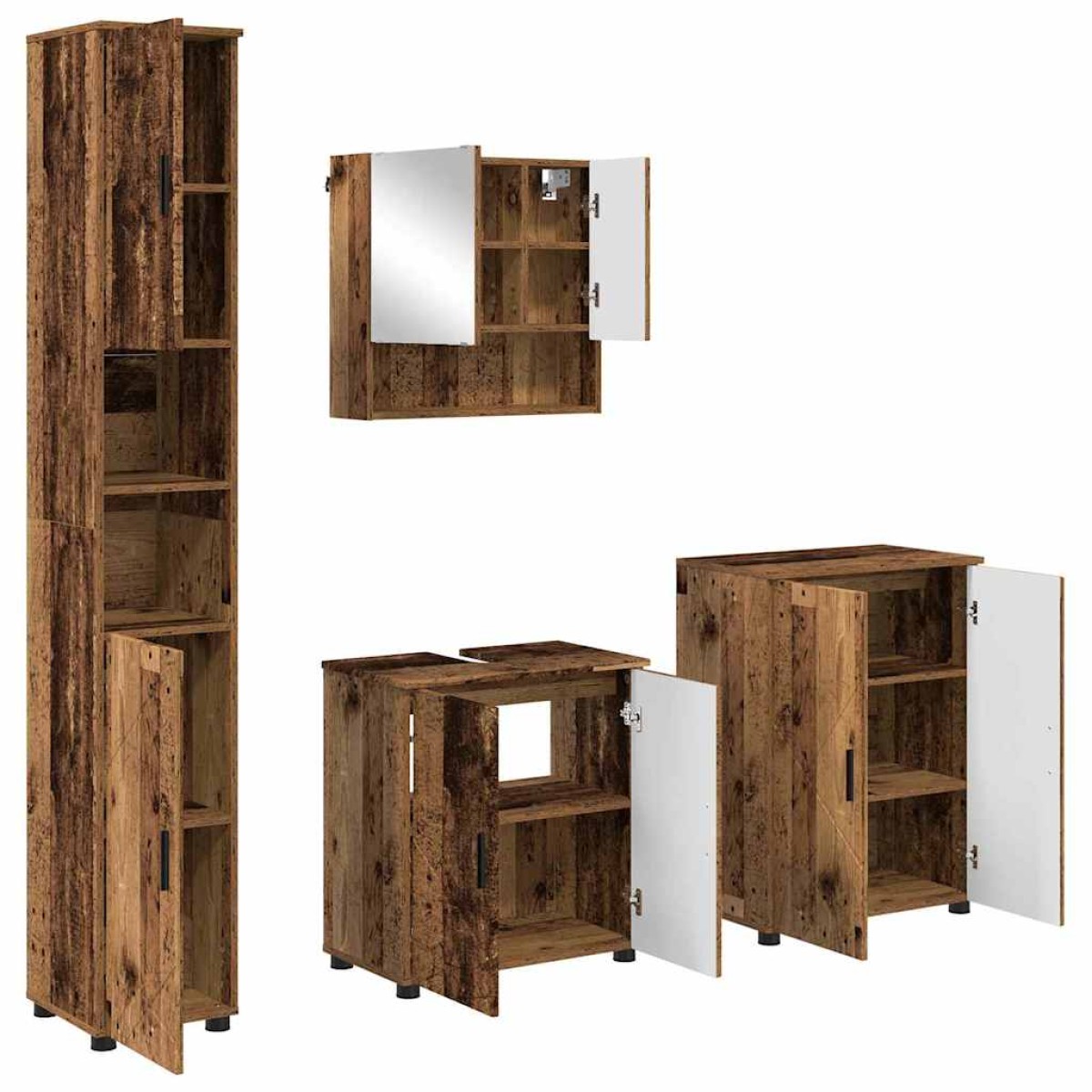 vidaXL Σετ Επίπλων Μπάνιου 4 τμχ. Παλιό Ξύλο 61 x 35 x 64 εκ.