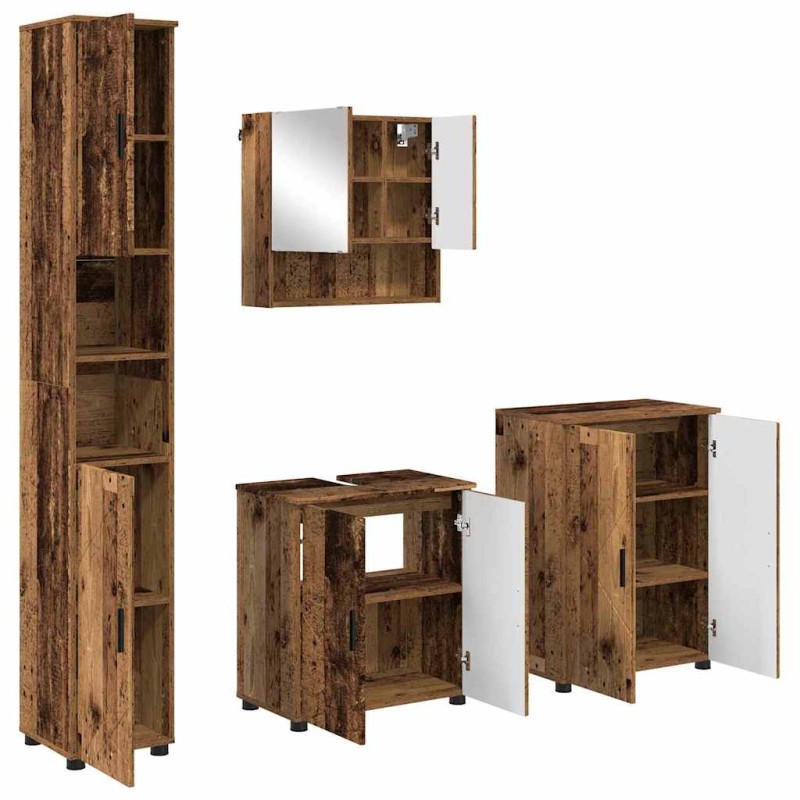 vidaXL Σετ Επίπλων Μπάνιου 4 τμχ. Παλιό Ξύλο 61 x 35 x 64 εκ.
