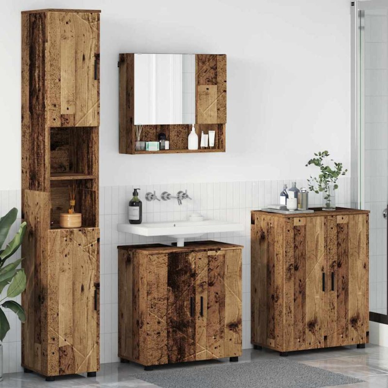 vidaXL Σετ Επίπλων Μπάνιου 4 τμχ. Παλιό Ξύλο 61 x 35 x 64 εκ.