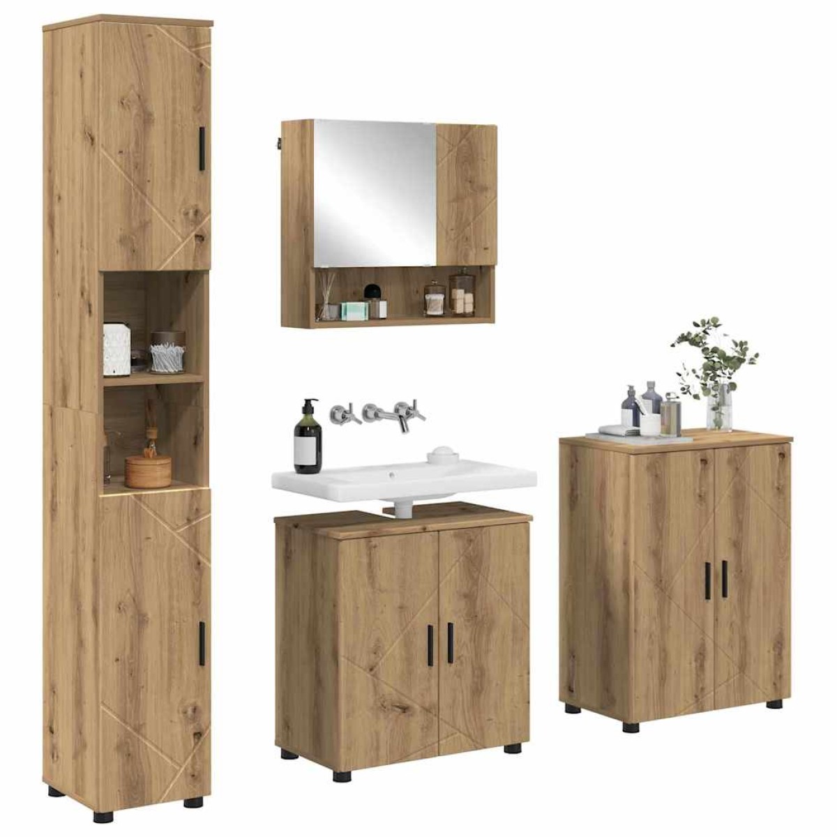 vidaXL Σετ Επίπλων Μπάνιου 4 τμχ. Artisan Oak 61 x 35 x 64 εκ.