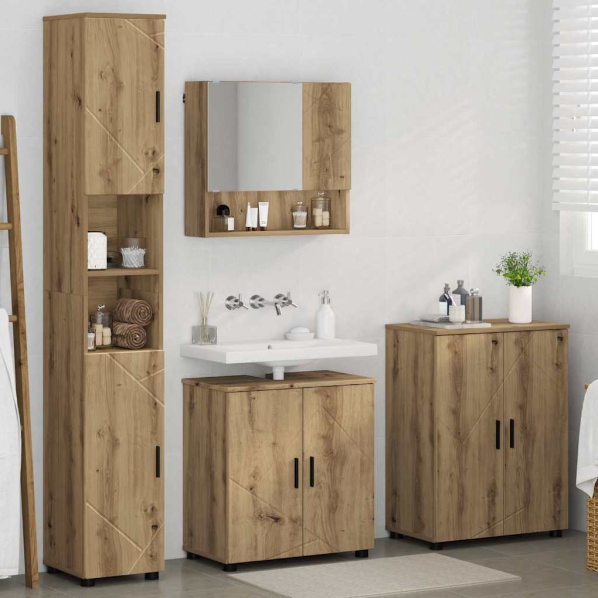 vidaXL Σετ Επίπλων Μπάνιου 4 τμχ. Artisan Oak 61 x 35 x 64 εκ.