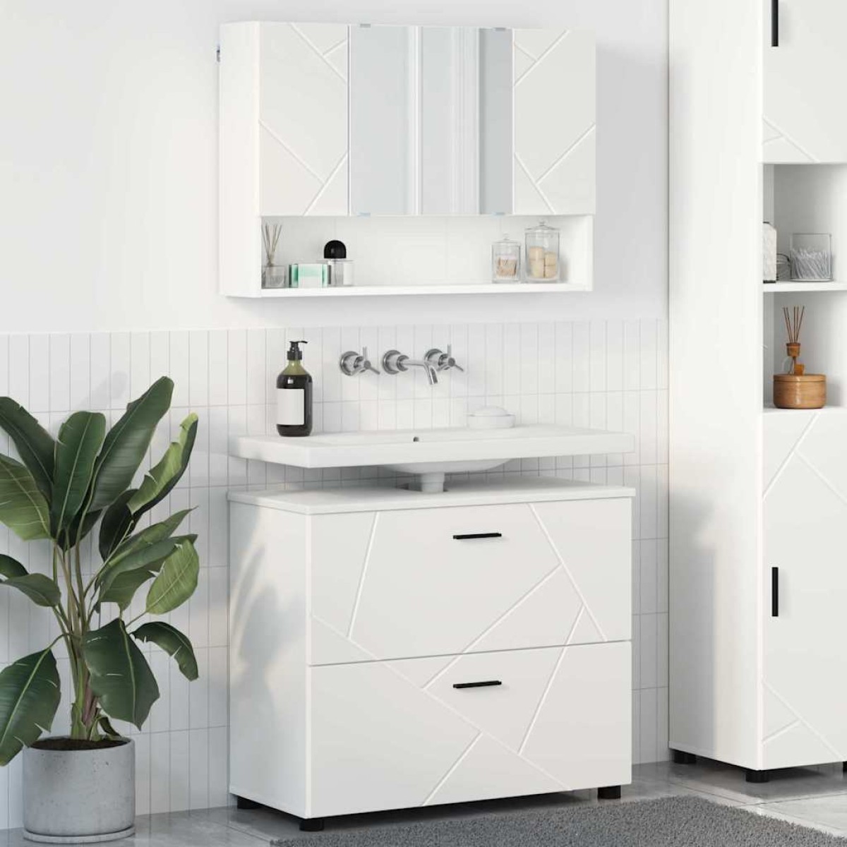 vidaXL Σετ Επίπλων Μπάνιου 2 τμχ. Λευκό 76,5 x 35 x 64 εκ