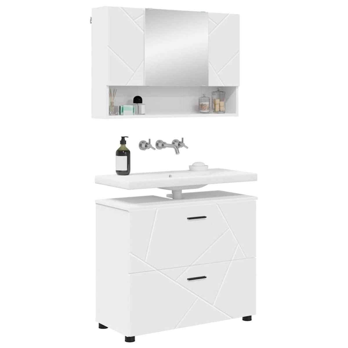 vidaXL Σετ Επίπλων Μπάνιου 2 τμχ. Λευκό 76,5 x 35 x 64 εκ