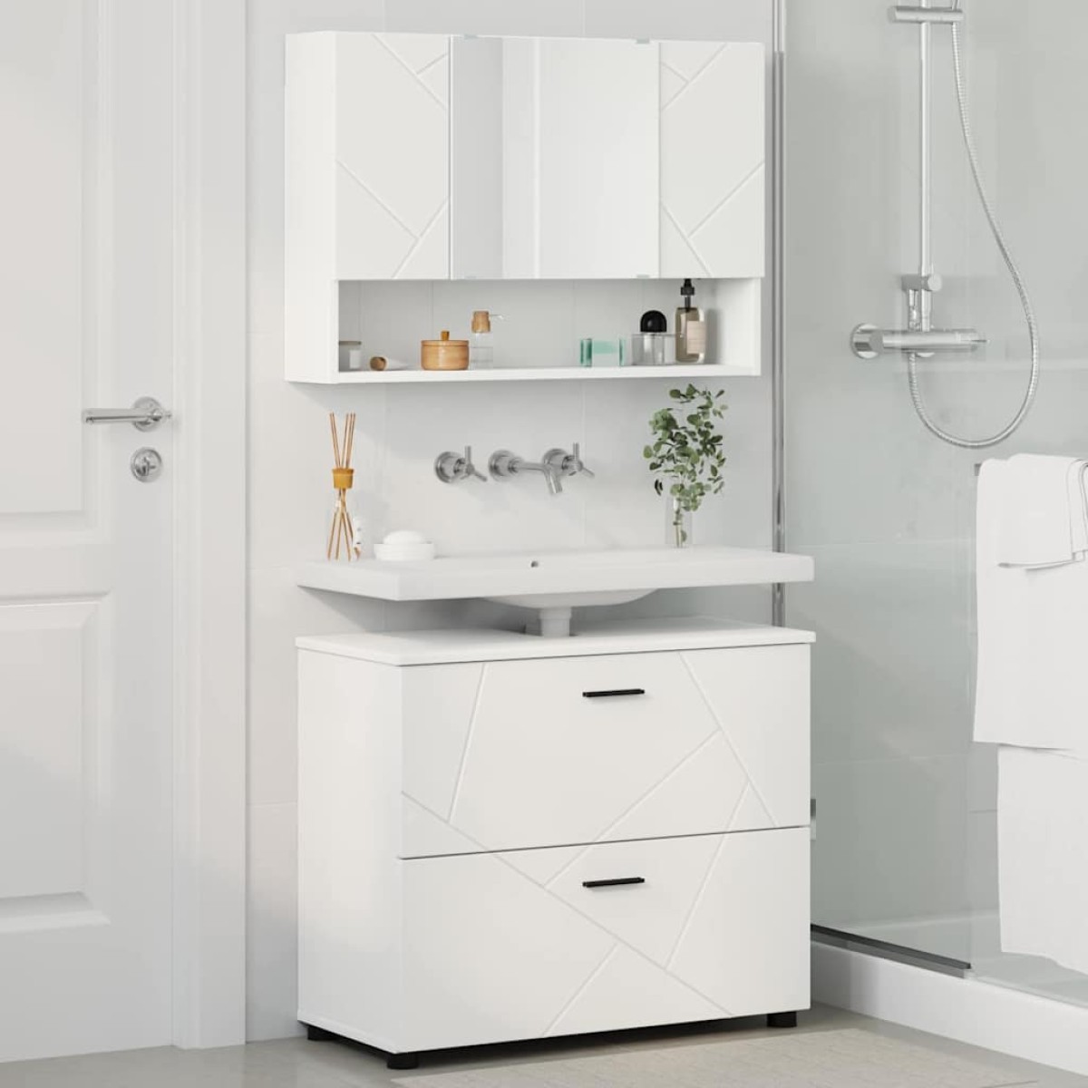 vidaXL Σετ Επίπλων Μπάνιου 2 τμχ. Λευκό 76,5 x 35 x 64 εκ