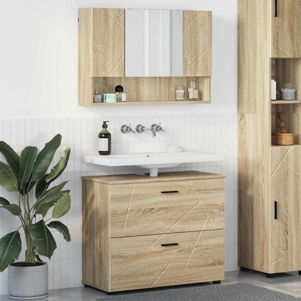 vidaXL Σετ Επίπλων Μπάνιου 2 τμχ. Δρύς Sonoma 76,5 x 35 x 64 εκ