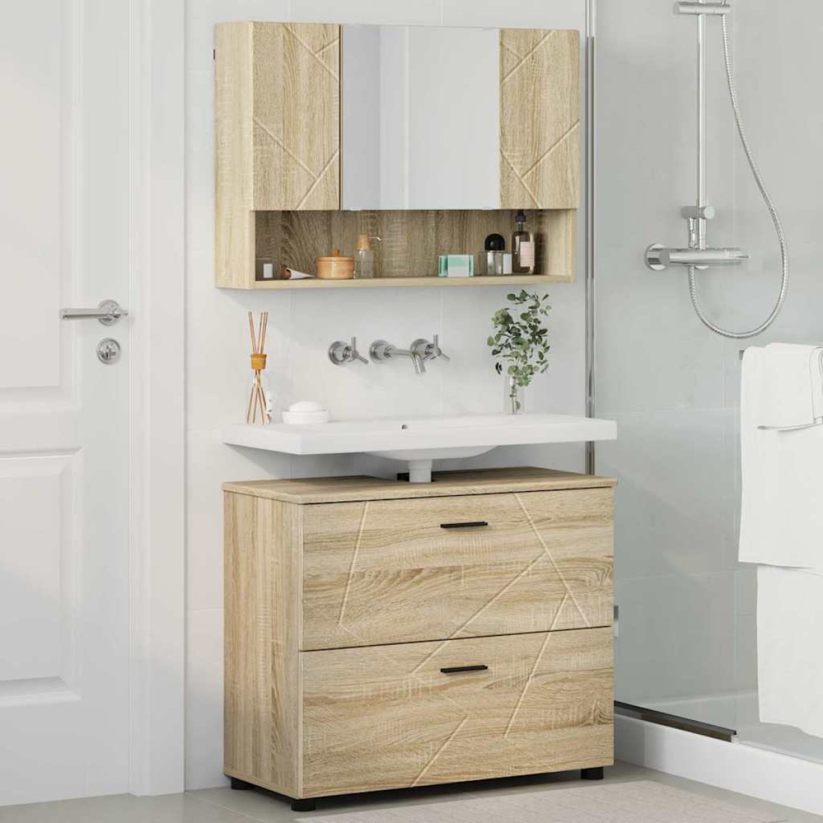 vidaXL Σετ Επίπλων Μπάνιου 2 τμχ. Δρύς Sonoma 76,5 x 35 x 64 εκ