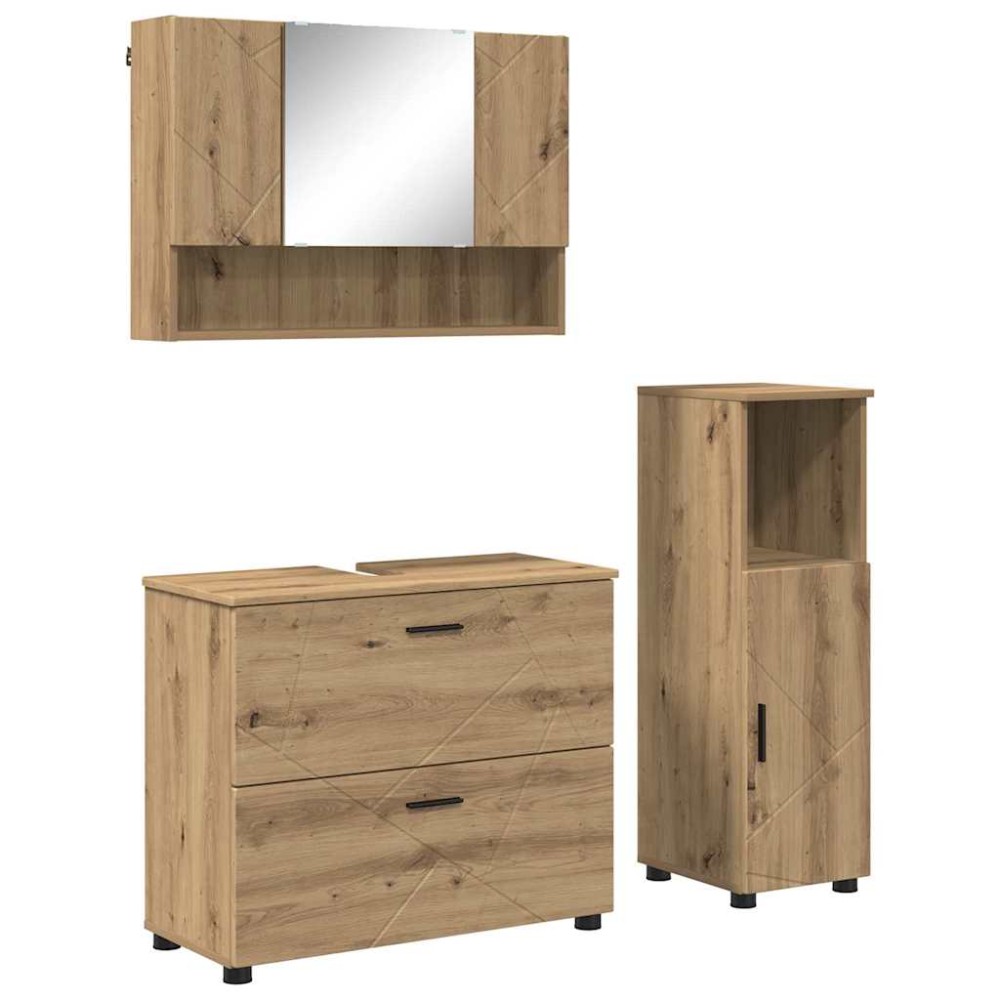 vidaXL Σετ Επίπλων Μπάνιου 3 τμχ. Artisan Oak 76,5 x 35 x 64 εκ