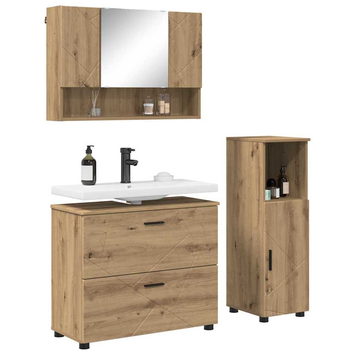 vidaXL Σετ Επίπλων Μπάνιου 3 τμχ. Artisan Oak 76,5 x 35 x 64 εκ
