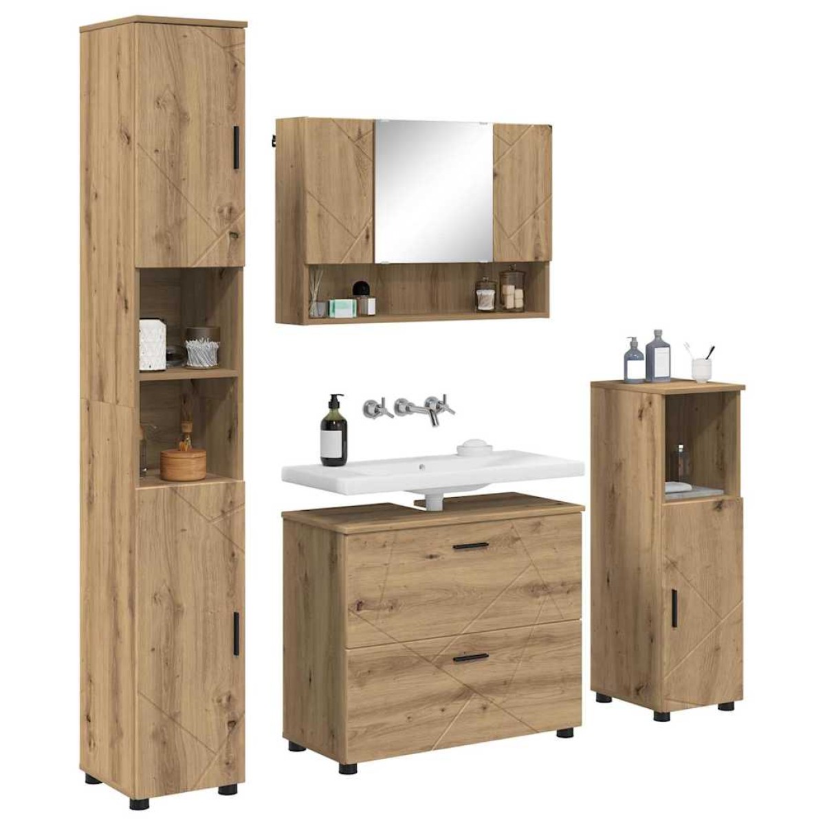 vidaXL Σετ Επίπλων Μπάνιου 4 τμχ. Artisan Oak 35 x 30 x 192 εκ